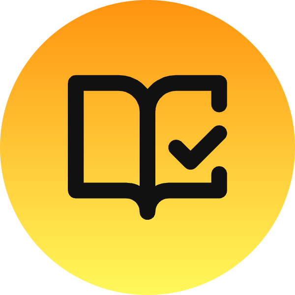 Book Open Check icon for Website logo